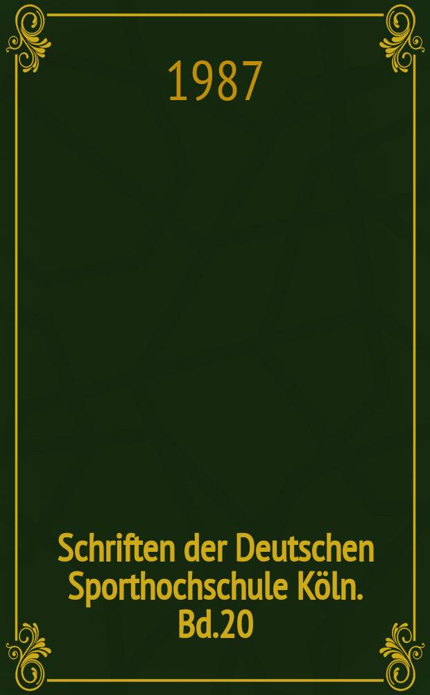 Schriften der Deutschen Sporthochschule Köln. Bd.20 : Der Tennissport aus internistisch - sportmedizinischer ...