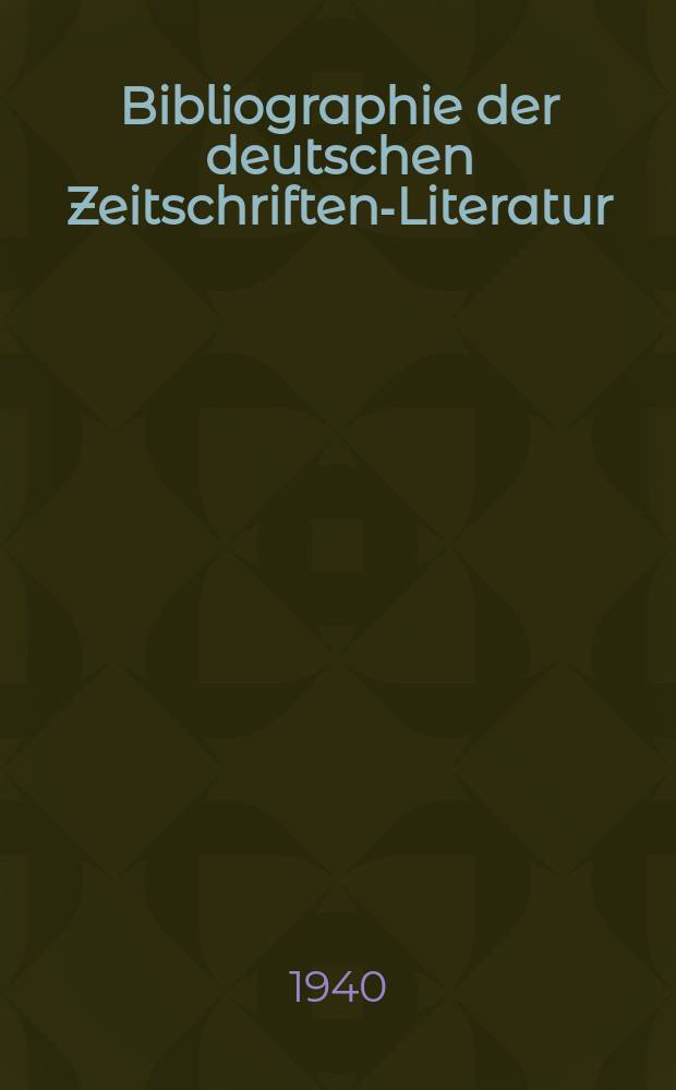 Bibliographie der deutschen Zeitschriften-Literatur : Alphabetisches nach Schlagworten sachlich geordnetes Verzeichnis, von... Aufsätzen, die während des Jahres in... zumeist wissenschaftlichen Zeitschriften deutscher Zunge erschienen sind. Bd.84A
