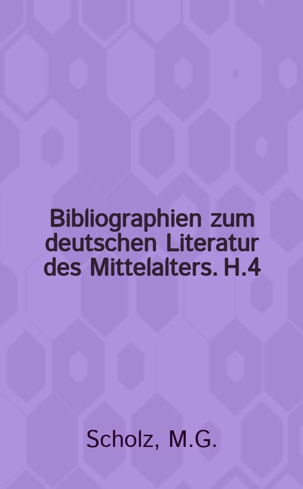 Bibliographien zum deutschen Literatur des Mittelalters. H.4 : Bibliographie zu Walther von der Vogelweide