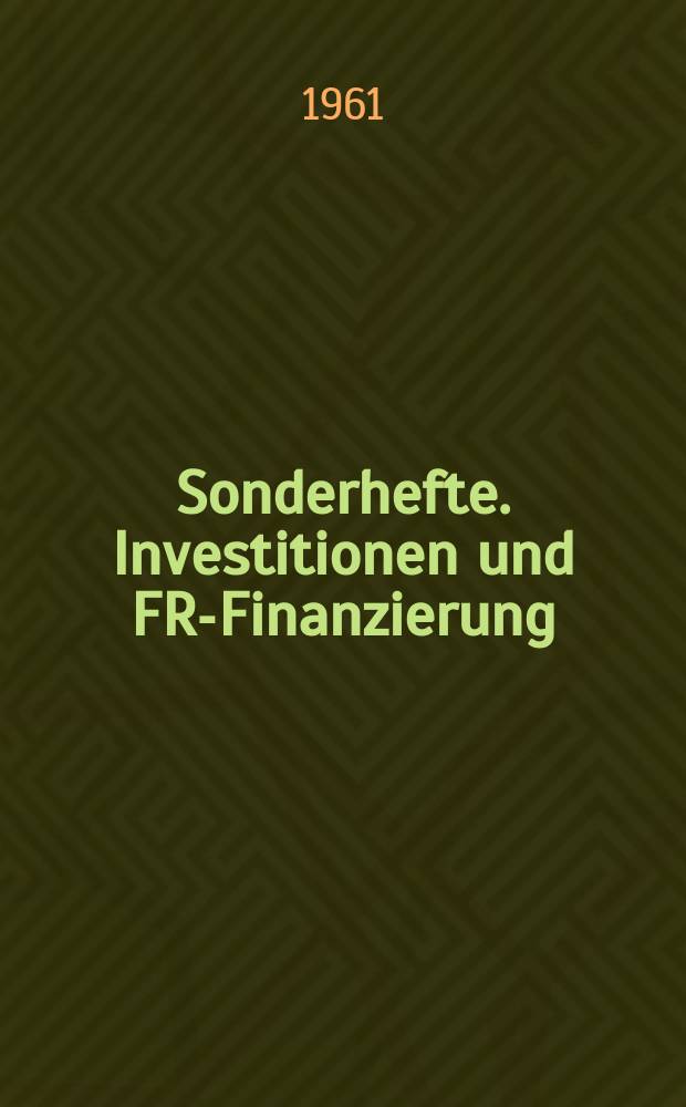 Sonderhefte. Investitionen und FRP- Finanzierung