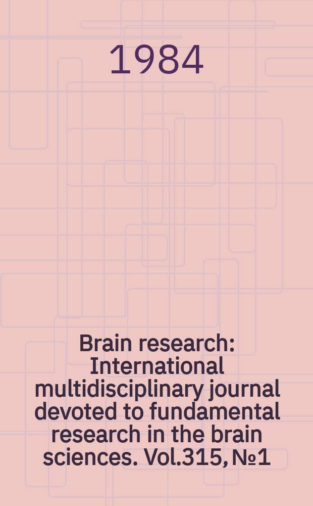 Brain research : International multidisciplinary journal devoted to fundamental research in the brain sciences. Vol.315, №1