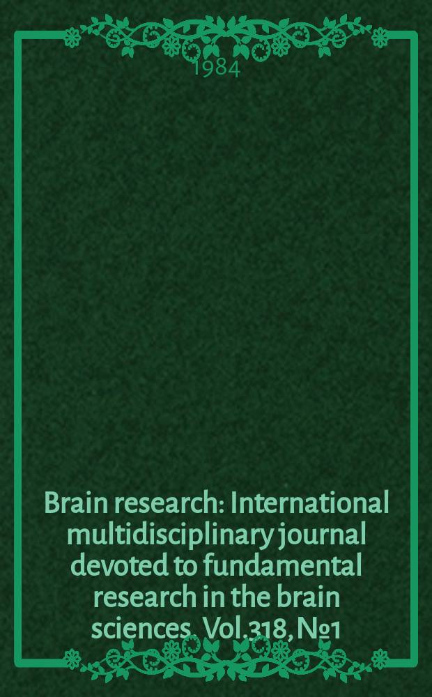 Brain research : International multidisciplinary journal devoted to fundamental research in the brain sciences. Vol.318, №1