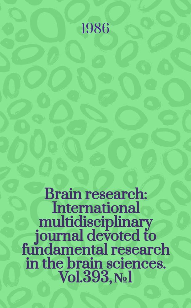 Brain research : International multidisciplinary journal devoted to fundamental research in the brain sciences. Vol.393, №1