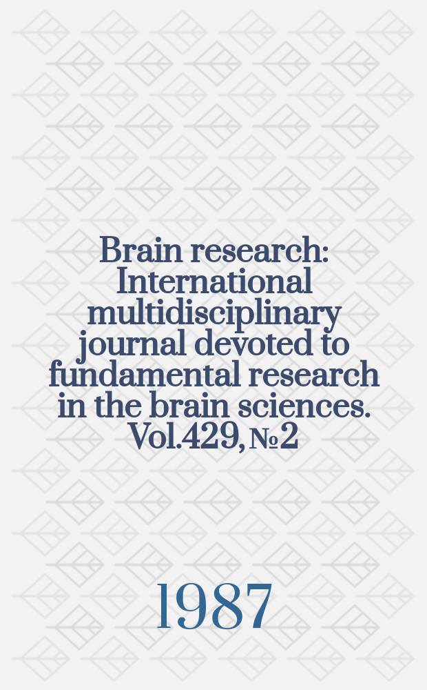 Brain research : International multidisciplinary journal devoted to fundamental research in the brain sciences. Vol.429, №2