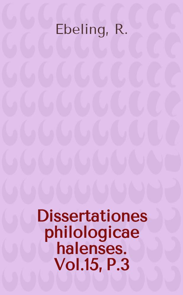 Dissertationes philologicae halenses. Vol.15, P.3 : De tragicorum poetarum Graecorum canticis solutis