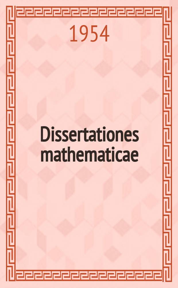Dissertationes mathematicae : Rozprawy matematyczne. 5 : Dimensional analysis in sampling inspection of merchandise