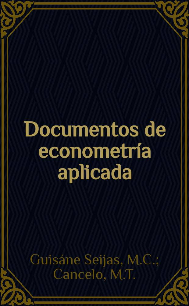 Documentos de econometría aplicada : Econometría apl. y estudios cuantitativos. №9 : Territorial public expenditure