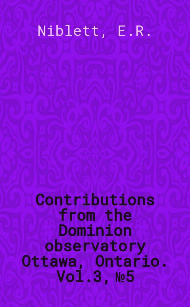 Contributions from the Dominion observatory Ottawa, Ontario. Vol.3, №5 : The stability of couette flow in an axial magnetic field