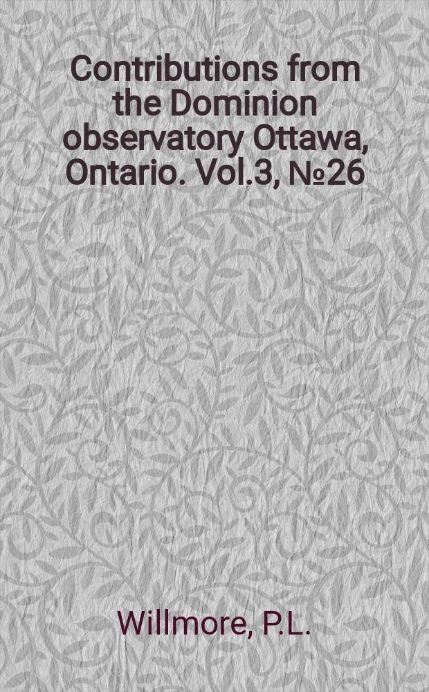 Contributions from the Dominion observatory Ottawa, Ontario. Vol.3, №26 : The detection on earths movements