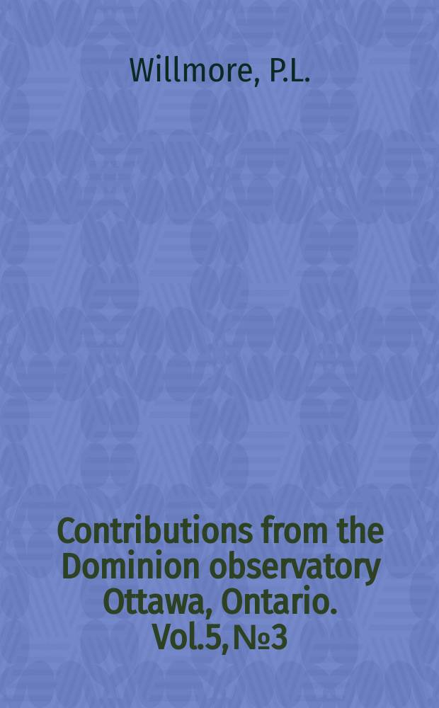 Contributions from the Dominion observatory Ottawa, Ontario. Vol.5, №3 : Some properties of heavily damped electromagnetic seismographs