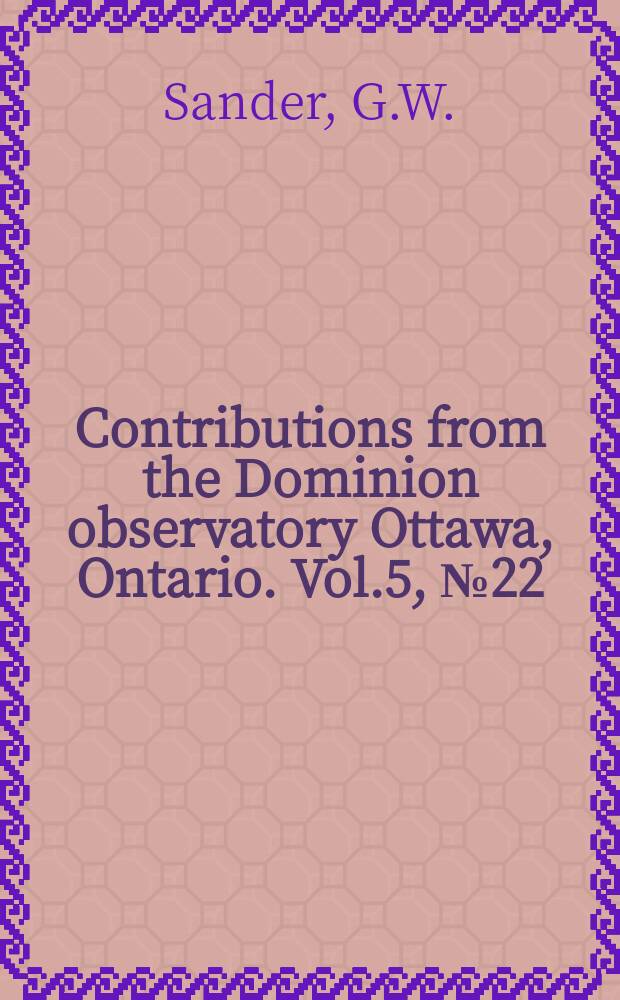 Contributions from the Dominion observatory Ottawa, Ontario. Vol.5, №22 : Seismic and magnetic investigation of the Deep Bay crater