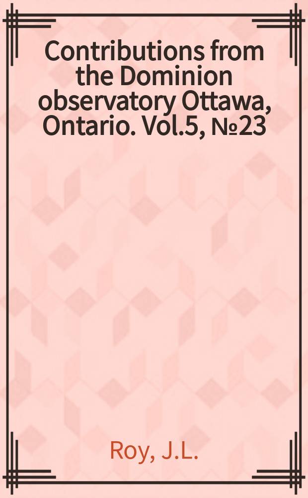 Contributions from the Dominion observatory Ottawa, Ontario. Vol.5, №23 : Palaeomagnetism of Prince Edward Island