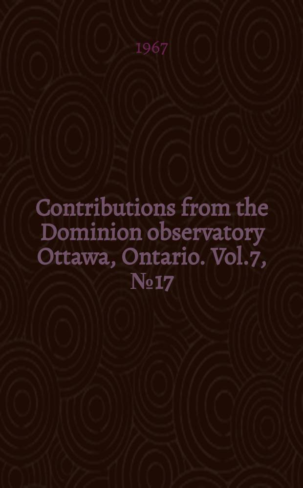 Contributions from the Dominion observatory Ottawa, Ontario. Vol.7, №17 : Vibration-induced drift in La Coste and Romberg [geodetic] gravimeters
