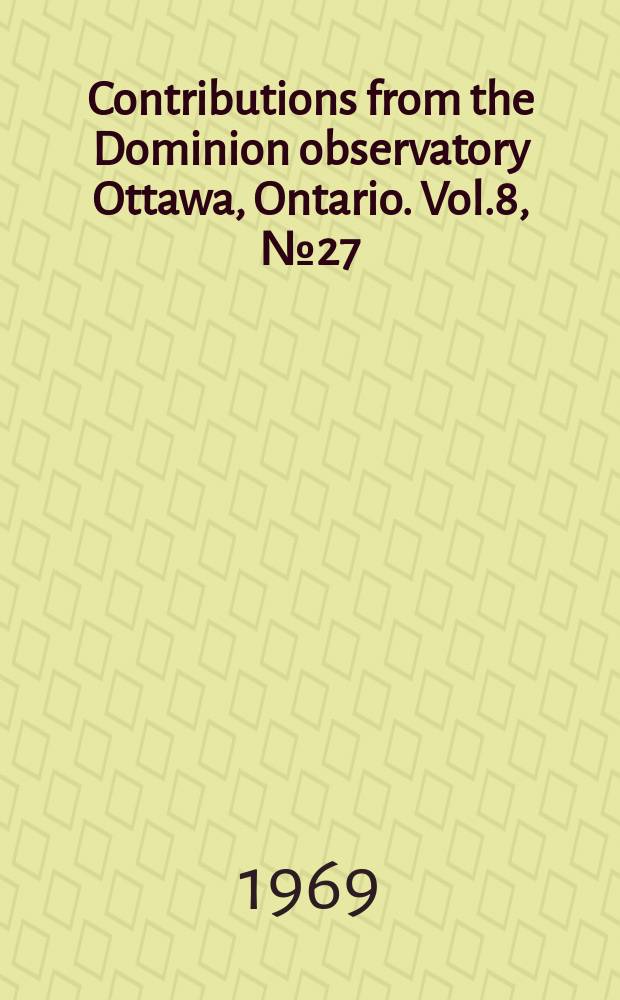 Contributions from the Dominion observatory Ottawa, Ontario. Vol.8, №27 : Test for polar wandering and some possible implications