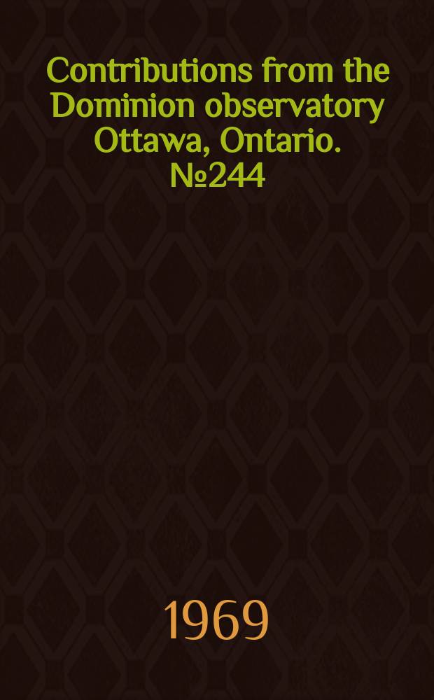 Contributions from the Dominion observatory Ottawa, Ontario. №244 : Distance corrections for deep focus eathquakes