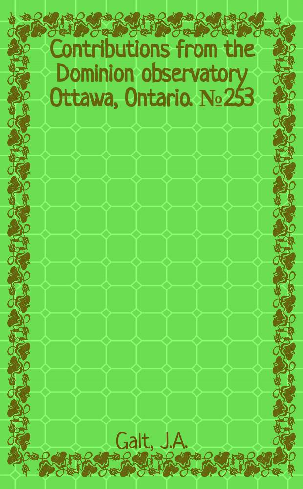 Contributions from the Dominion observatory Ottawa, Ontario. №253 : Intensity variations in pulsars
