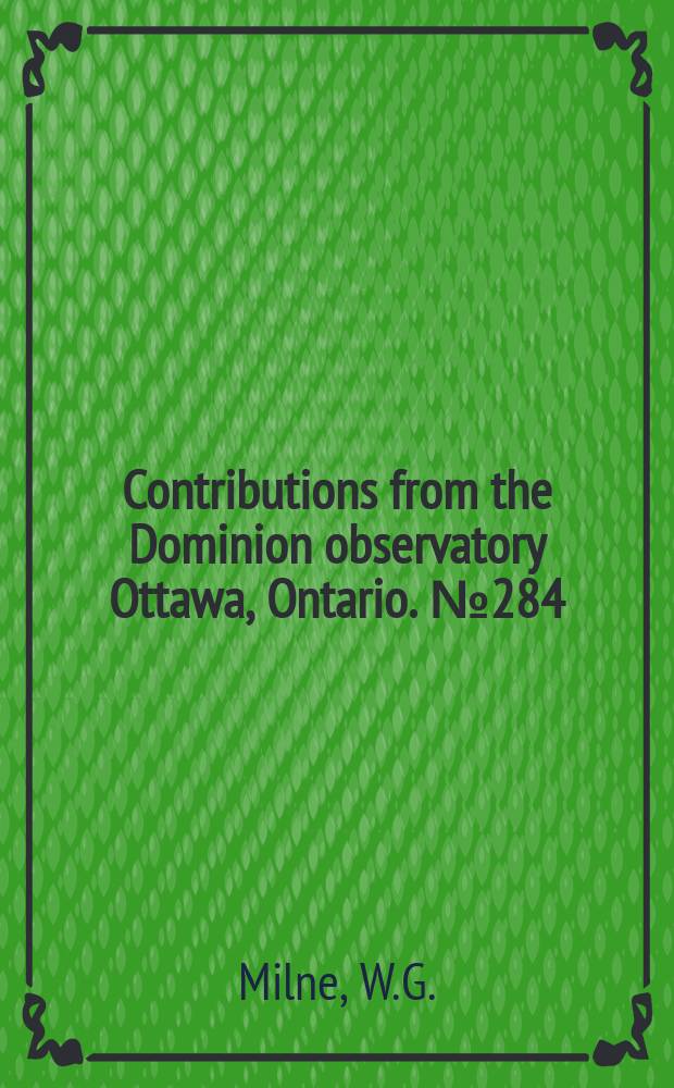 Contributions from the Dominion observatory Ottawa, Ontario. №284 : Canadian seismicity and micro earthquake research in Canada