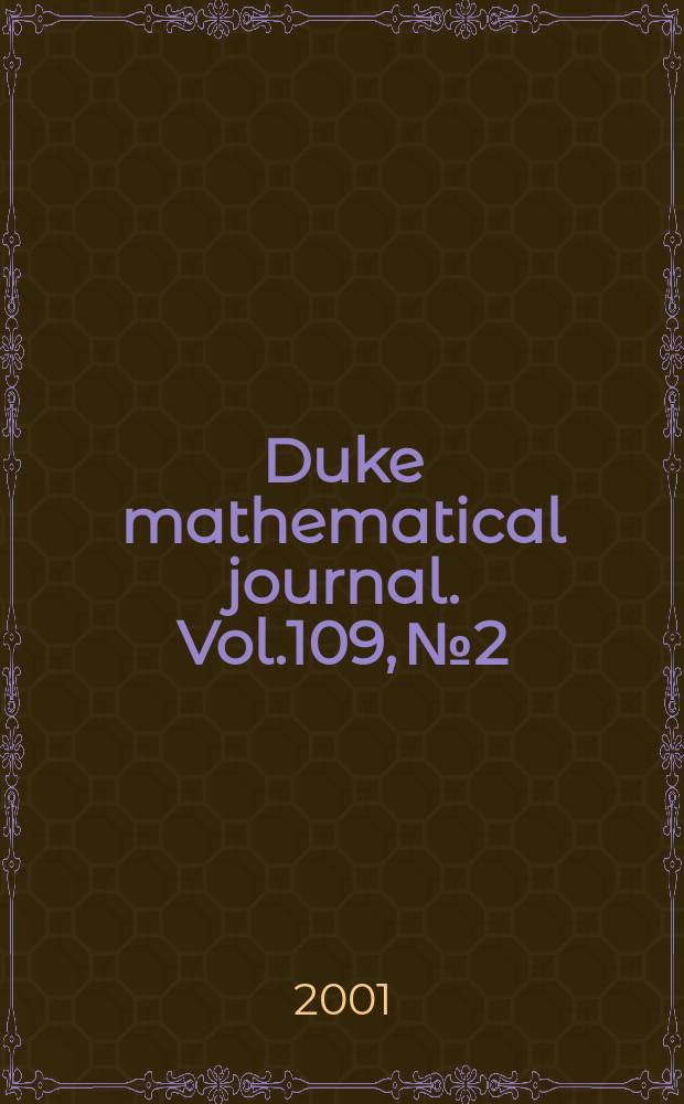 Duke mathematical journal. Vol.109, №2