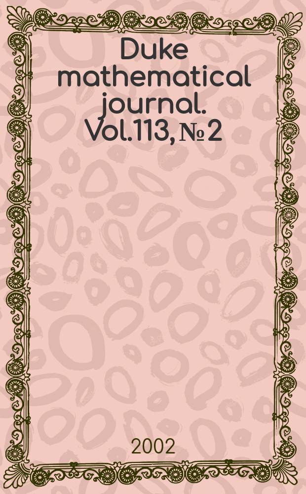 Duke mathematical journal. Vol.113, №2