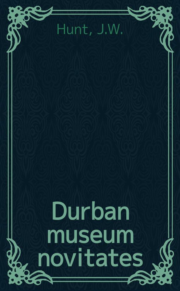 Durban museum novitates : Iss. by the Museum and art gallery, Durban. Vol.4, P.11 : New genera, species and varieties of Lamiinae (Coleoptera, Cerambycidae) from South Africa