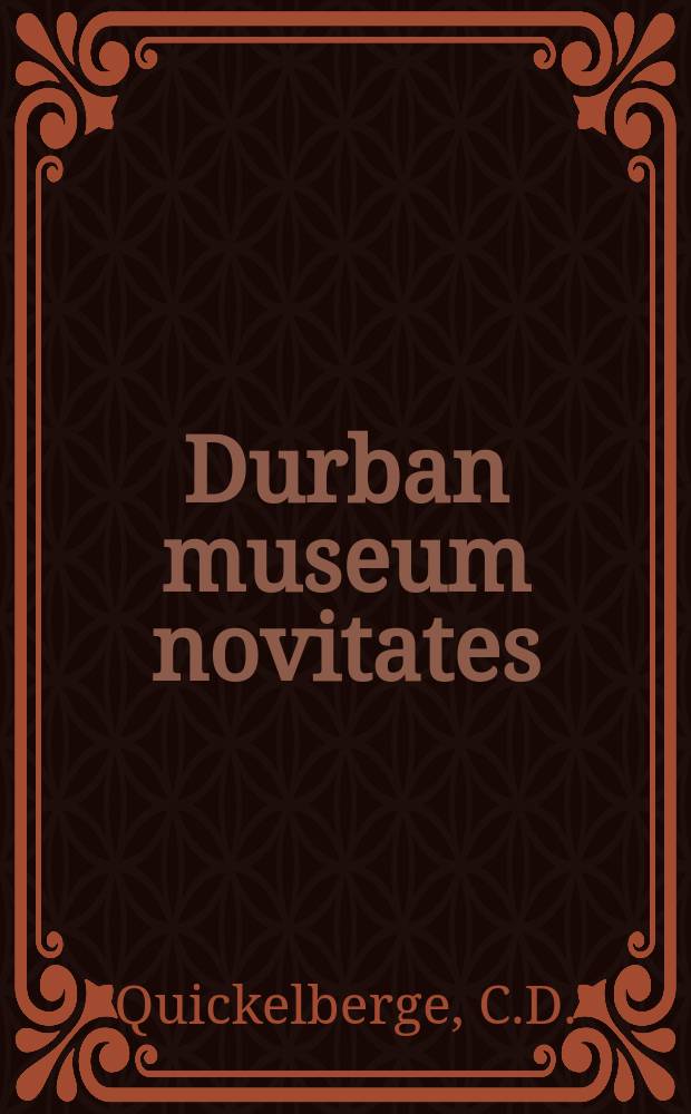 Durban museum novitates : Iss. by the Museum and art gallery, Durban. Vol.8, P.18 : Taxonomic notes on the Thick-billed Lark Calandrella magnirostris (Stephens)