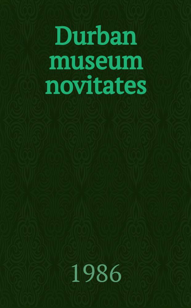 Durban museum novitates : Iss. by the Museum and art gallery, Durban. Vol.13, Pt.21 : Speciation in the forest-dwelling