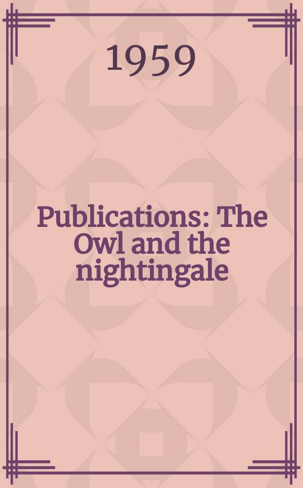 [Publications] : The Owl and the nightingale