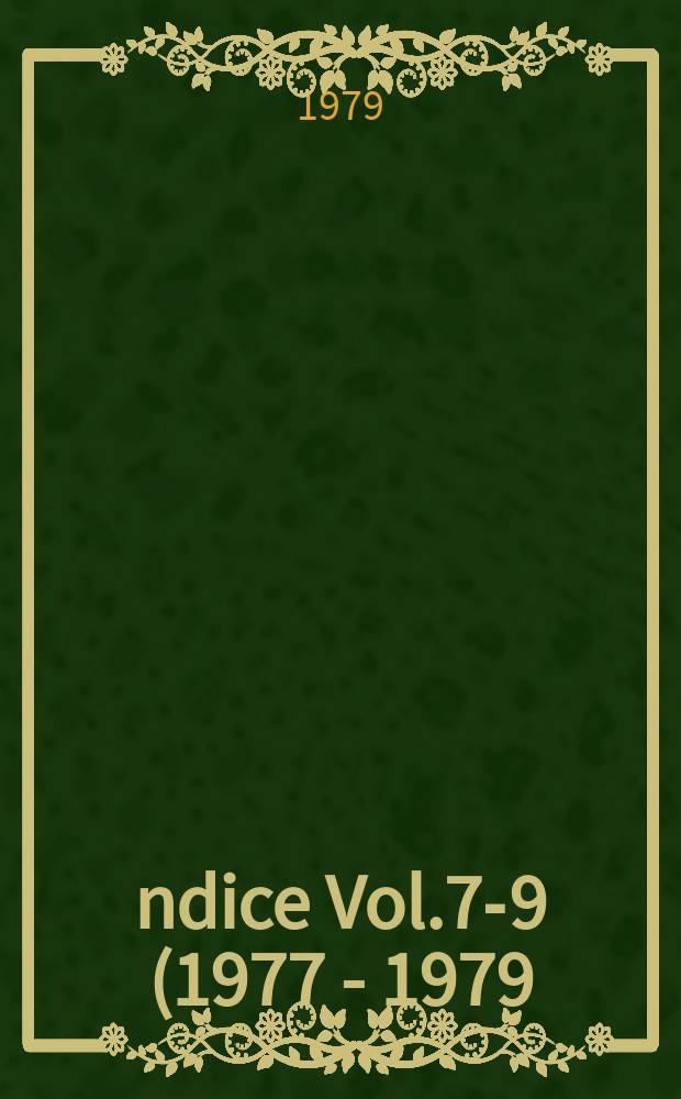 Índice Vol.7-9 (1977 - 1979)