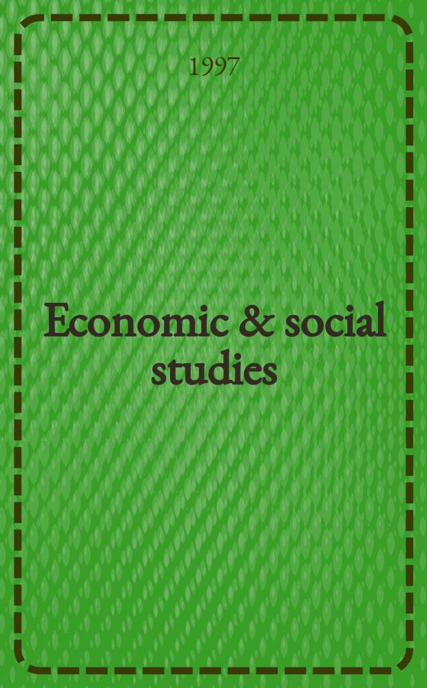 Economic & social studies : J. of the Fac. of economics, management a. accountancy of the Univ. of Malta. Vol.9