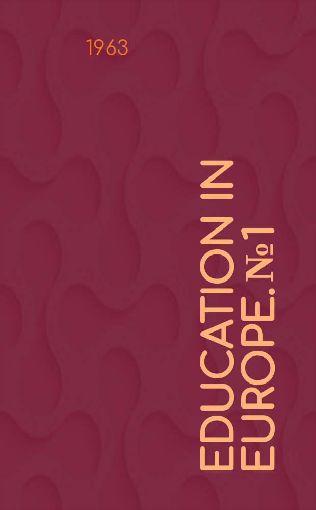 [Education in Europe]. №1 : Youth and development aid