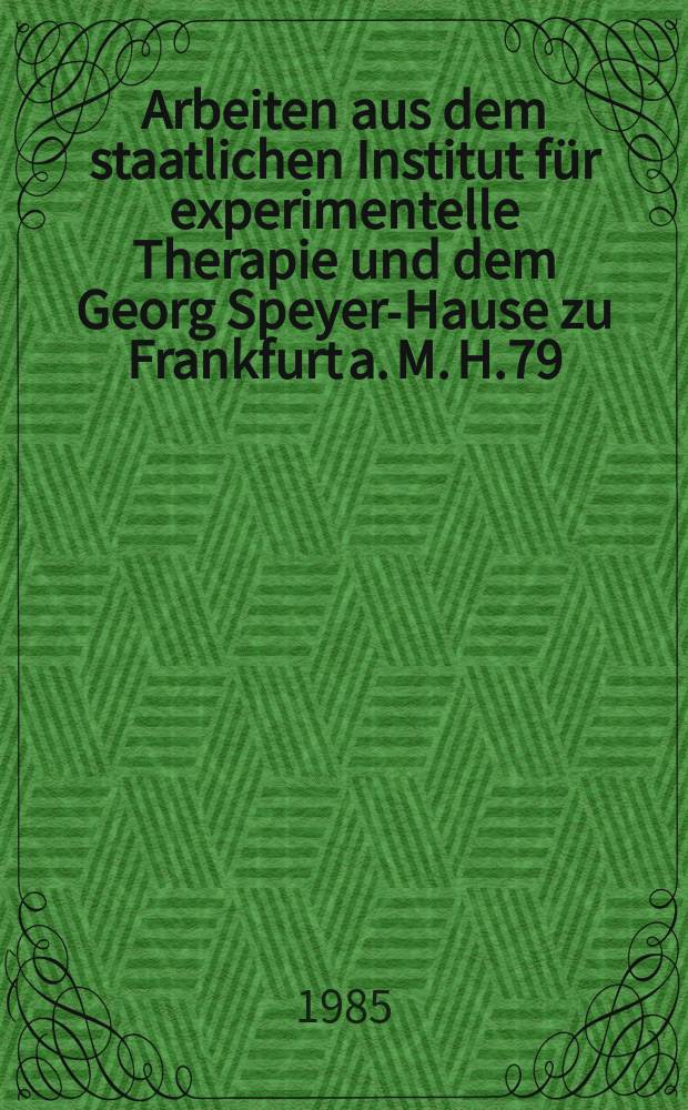 Arbeiten aus dem staatlichen Institut für experimentelle Therapie und dem Georg Speyer-Hause zu Frankfurt a. M. H.79 : Regulatory control and standardization of allergenic extracts