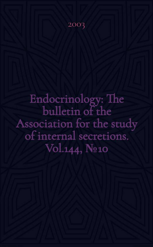Endocrinology : The bulletin of the Association for the study of internal secretions. Vol.144, №10