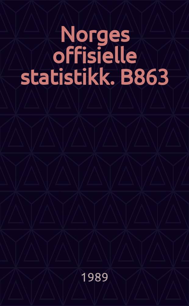 Norges offisielle statistikk. B863