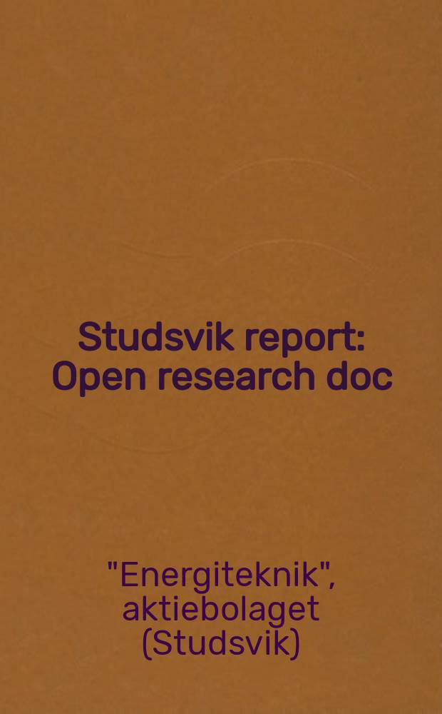 Studsvik report : Open research doc
