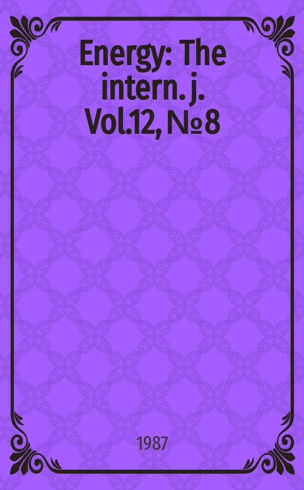 Energy : The intern. j. Vol.12, №8/9 : Coal gasification