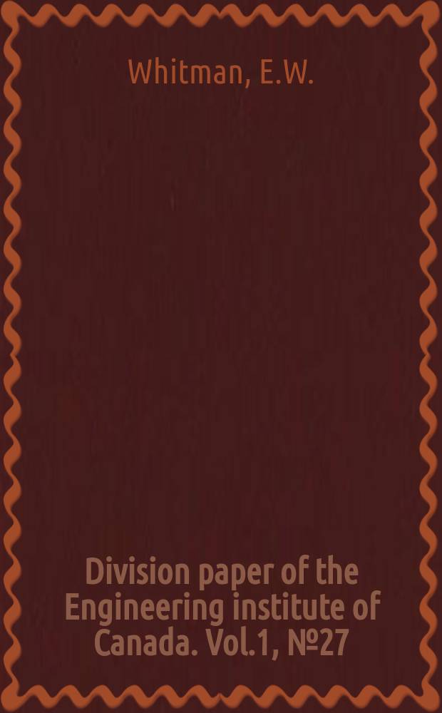 Division paper of the Engineering institute of Canada. Vol.1, №27 : Unusual problems in the development of the caland mining operation at steep rock lake
