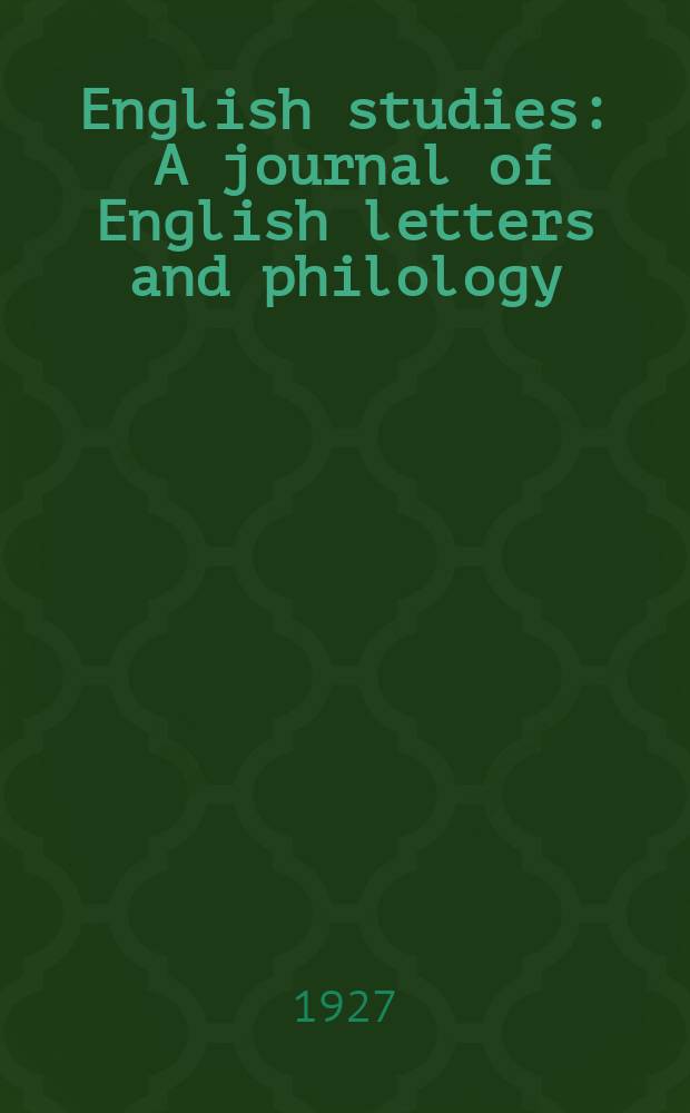 English studies : A journal of English letters and philology