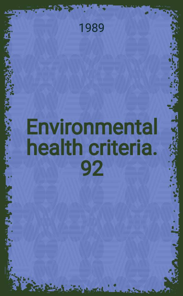 Environmental health criteria. 92 : Resmethrins-resmethrin, bioresmethrin, cisresmethrin