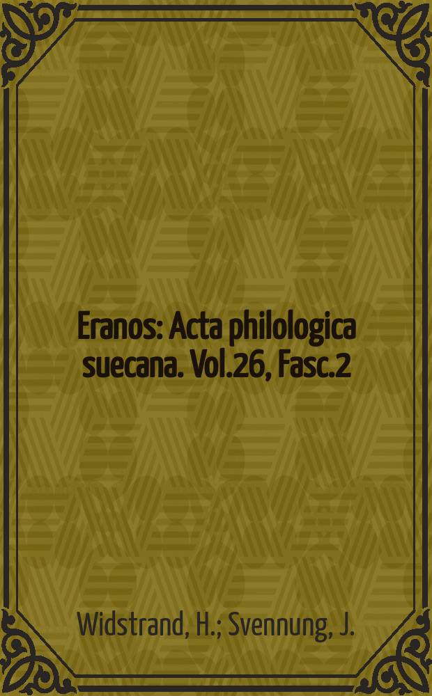 Eranos : Acta philologica suecana. Vol.26, Fasc.2 : Inneh&aring;ller cod Ambr. C 212 inf. en fjortonde prosabok av Palladius?. De Columella per Palladium emendato