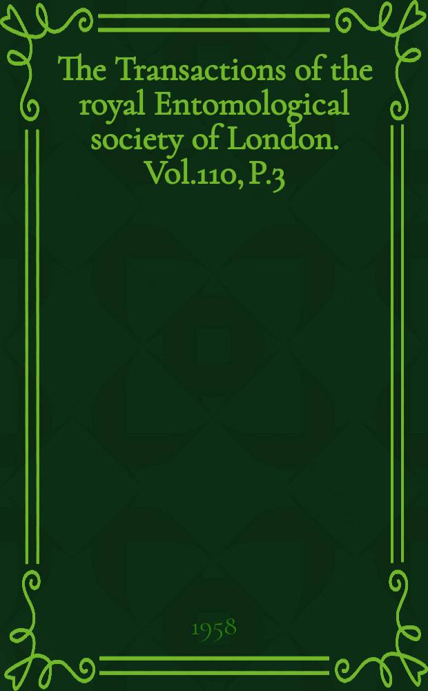 The Transactions of the royal Entomological society of London. Vol.110, P.3 : Egg-laying and egg-hatching in Agabus biqustulatus L, with notes on oviposition in other species of Agabus (Coleoptera: Dytiscidae)