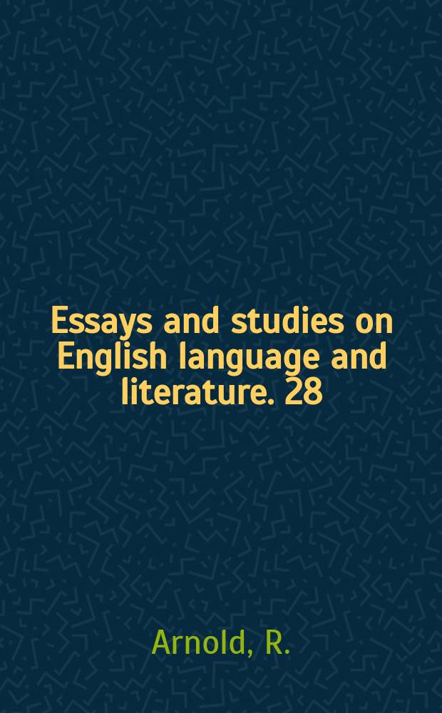 Essays and studies on English language and literature. 28 : Bibliographie der Veröffentlichungen von S.B. Liljegren