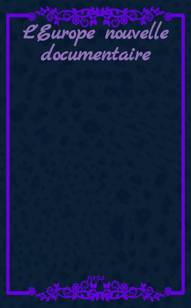 L'Europe nouvelle documentaire