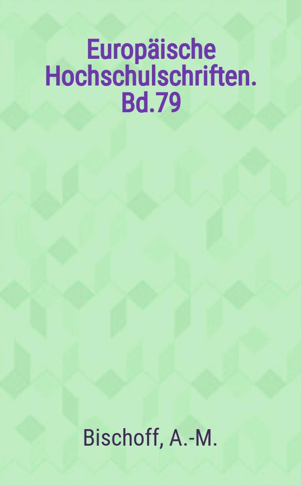 Europäische Hochschulschriften. Bd.79 : Elias Canetti