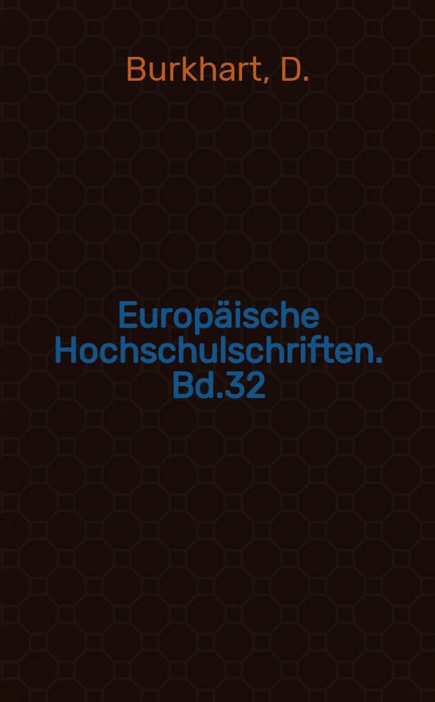 Europäische Hochschulschriften. Bd.32 : Schwarze Kuben - rote Domino