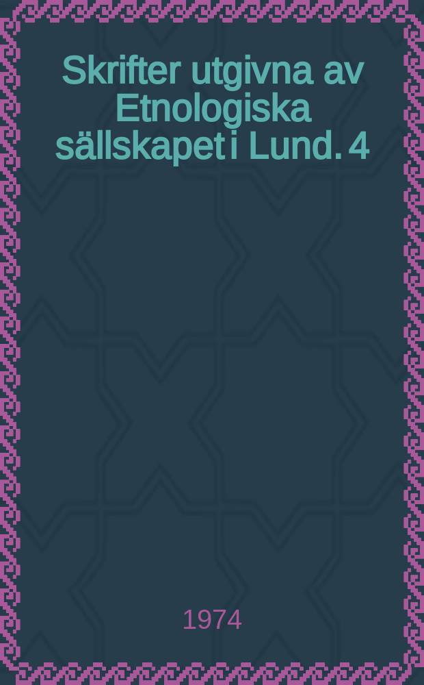 Skrifter utgivna av Etnologiska sällskapet i Lund. 4 : Skånskt brännvin