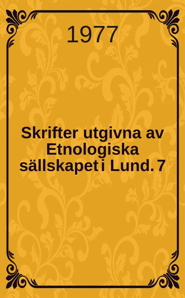 Skrifter utgivna av Etnologiska sällskapet i Lund. 7 : Folkligt kosthåll i Finland