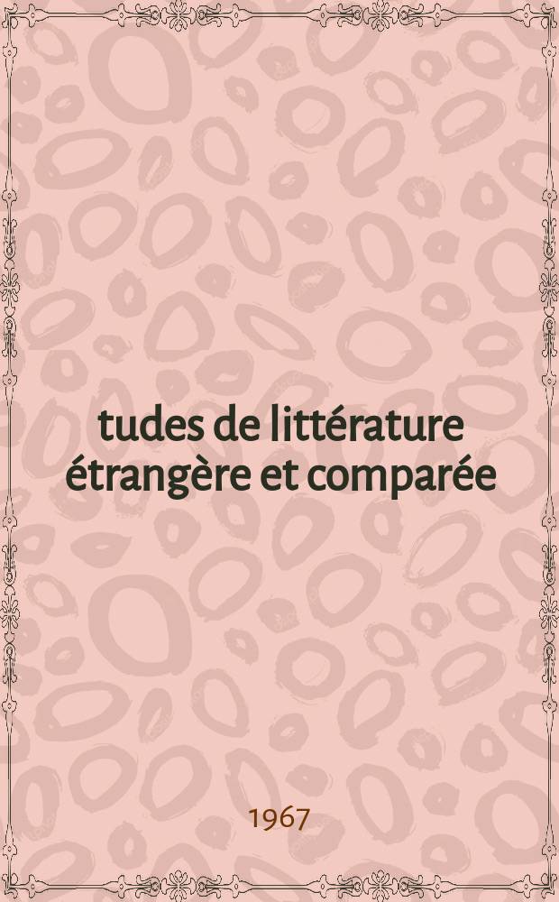 Études de littérature étrangère et comparée