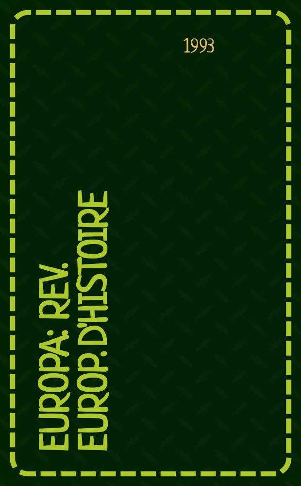 Europa : Rev. europ. d'histoire