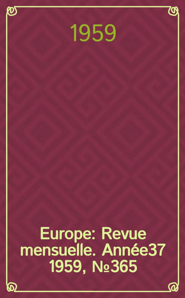 Europe : Revue mensuelle. Année37 1959, №365 : Cholem Aleikhem