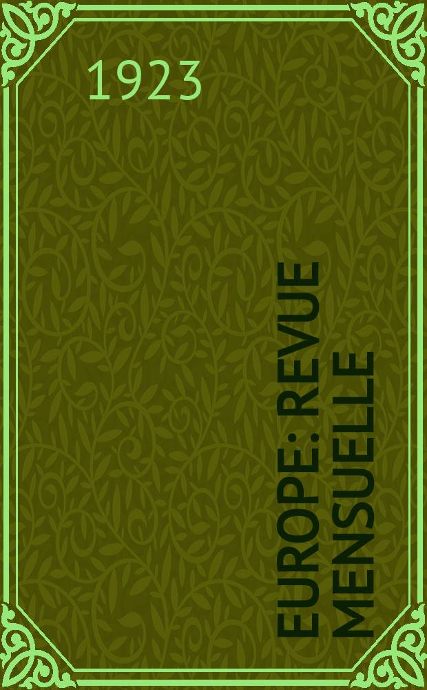 Europe : Revue mensuelle